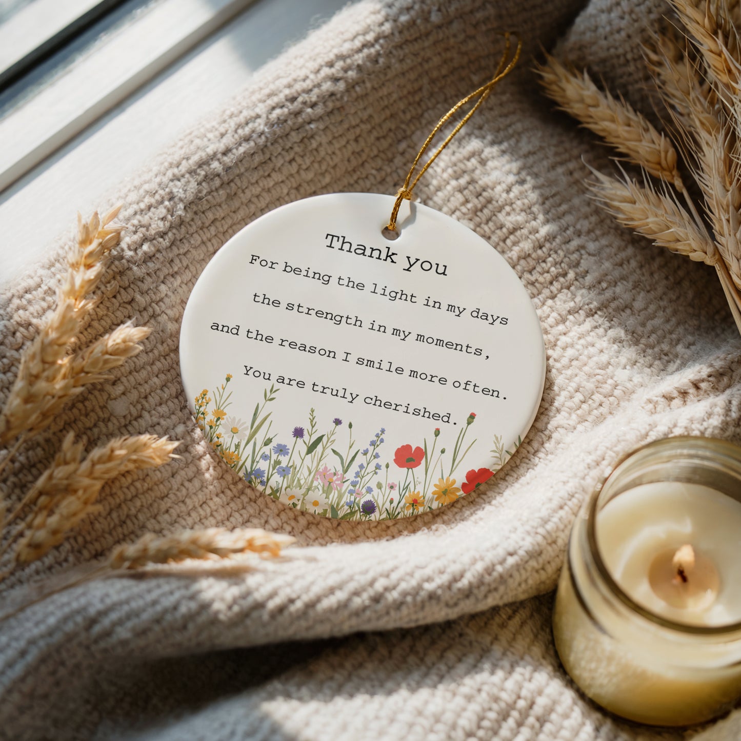 Cherished Appreciation Gift, Floral Thank You Keepsake, Sentimental Valentine