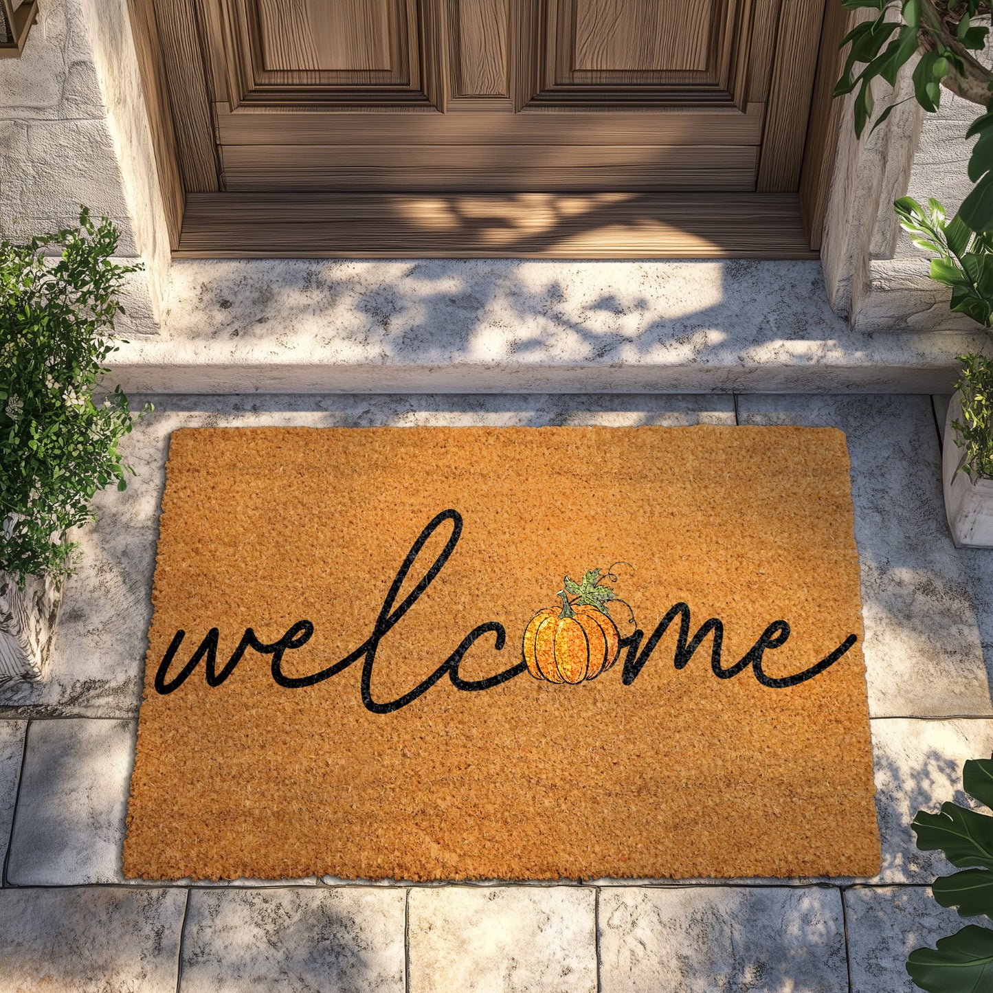 Fall Housewarming: Cozy Pumpkin Doormat, Thanksgiving Front Porch Decor