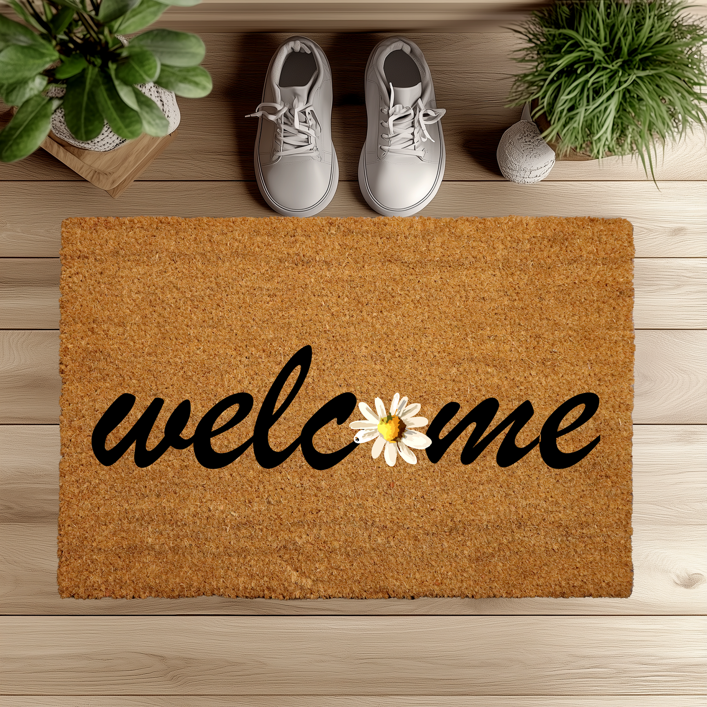 Daisy Welcome Doormat, Perfect for Your Spring Porch Decor