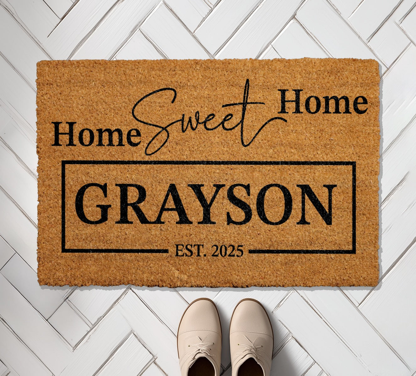 Unique Personalized Welcome Mat, Family Name & Est Year Home Decor