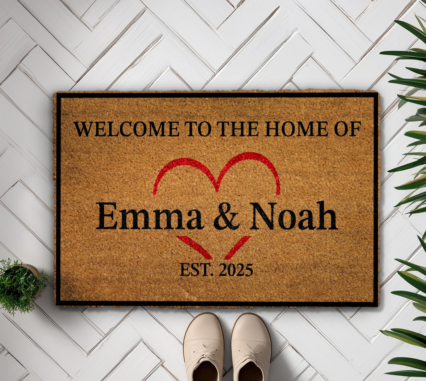 Personalized Couple Doormat, Custom Family Front Porch Decor & Gift