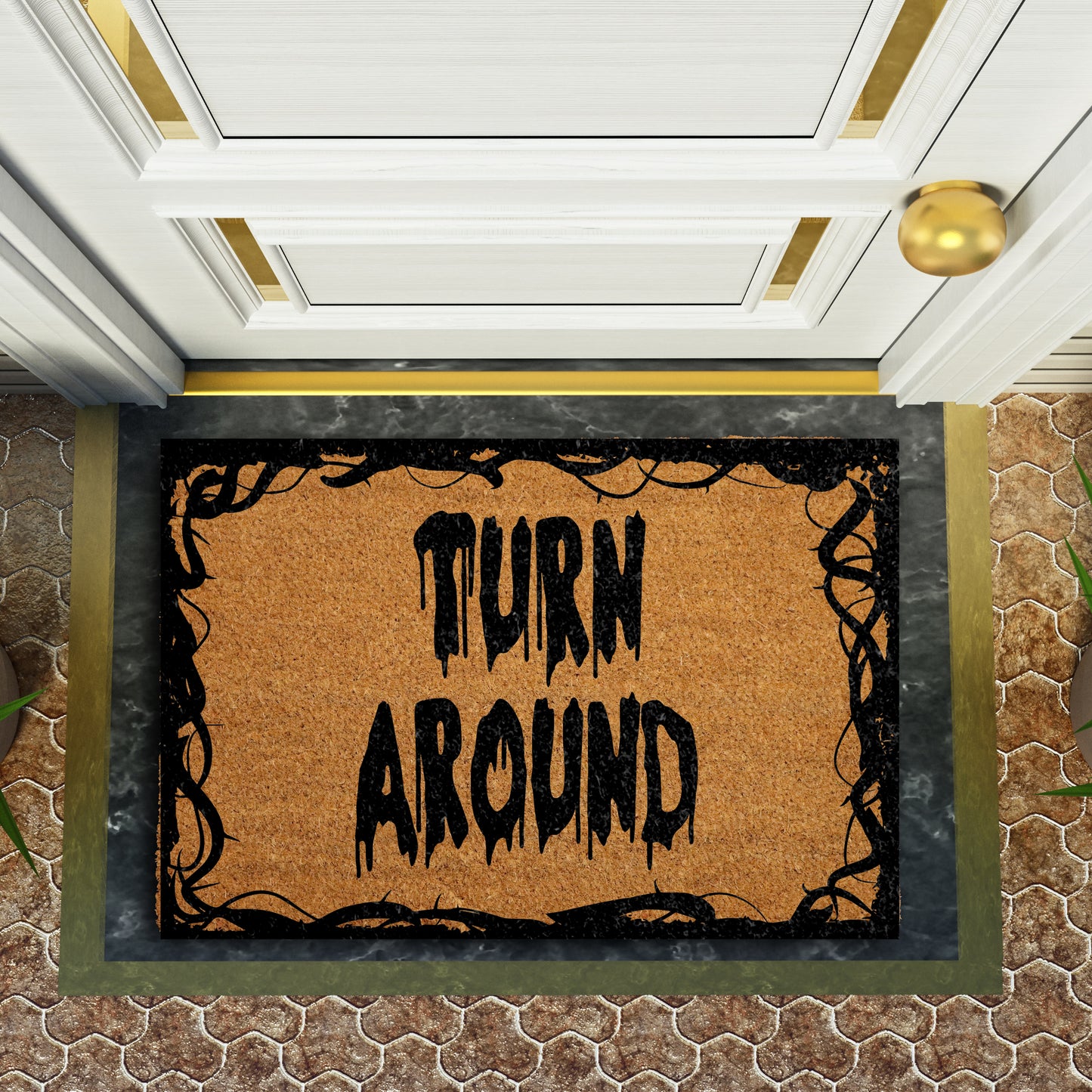 Spooky Halloween Welcome Mat, Gothic Horror Movie Home Decor