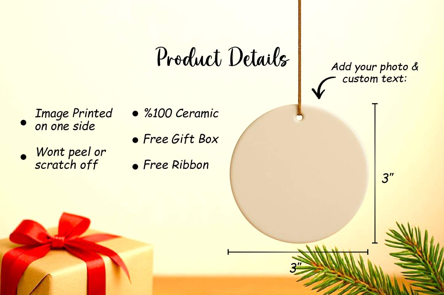 Personalized Christmas Ornament, Create Your Text Keepsake, Appreciation Decor