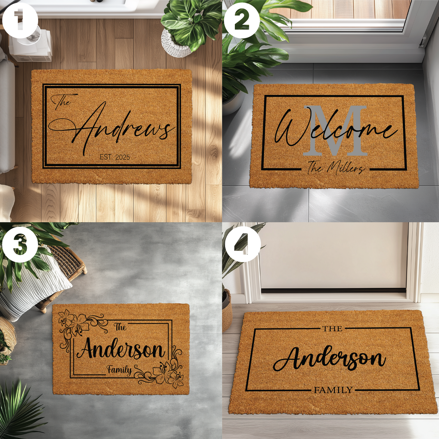 Personalized Family Name Welcome Doormat, Ideal Gift for Homeowners