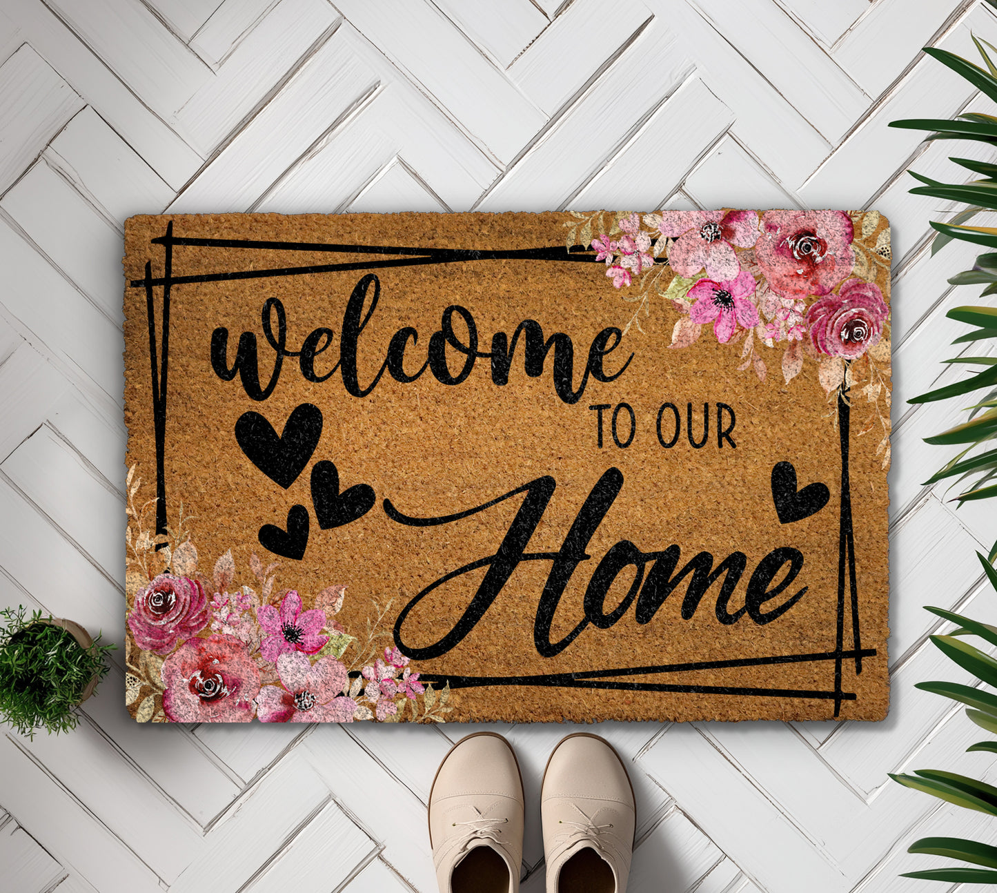 Charming Pink Rose Doormat, Heartwarming Entrance Décor and Ideal Gift