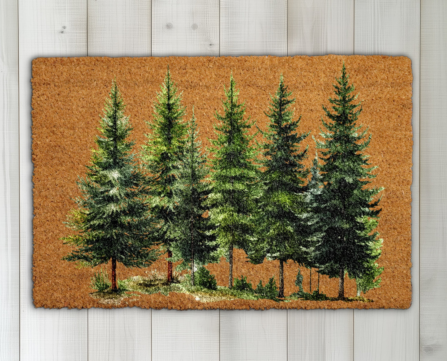Evergreen Forest Welcome Mat: Nature-Inspired Holiday Decor for Winter