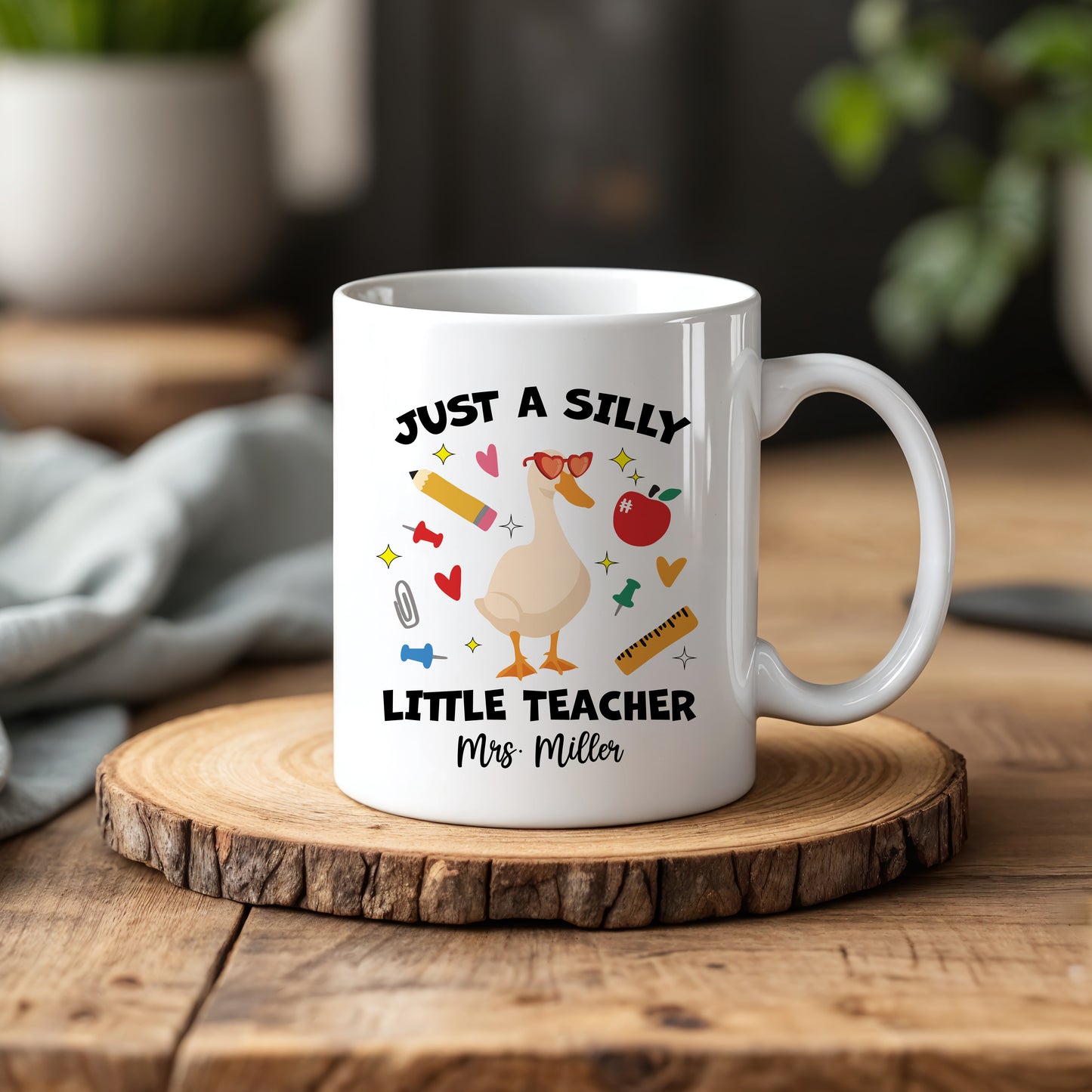 Quirky Teacher Duck Mug: Custom Name Cup for Educators,Educational Gift