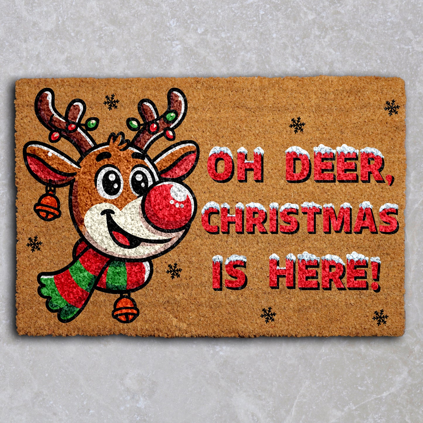 Oh Deer, Holiday Cheer! Festive Reindeer Doormat for Christmas Coziness