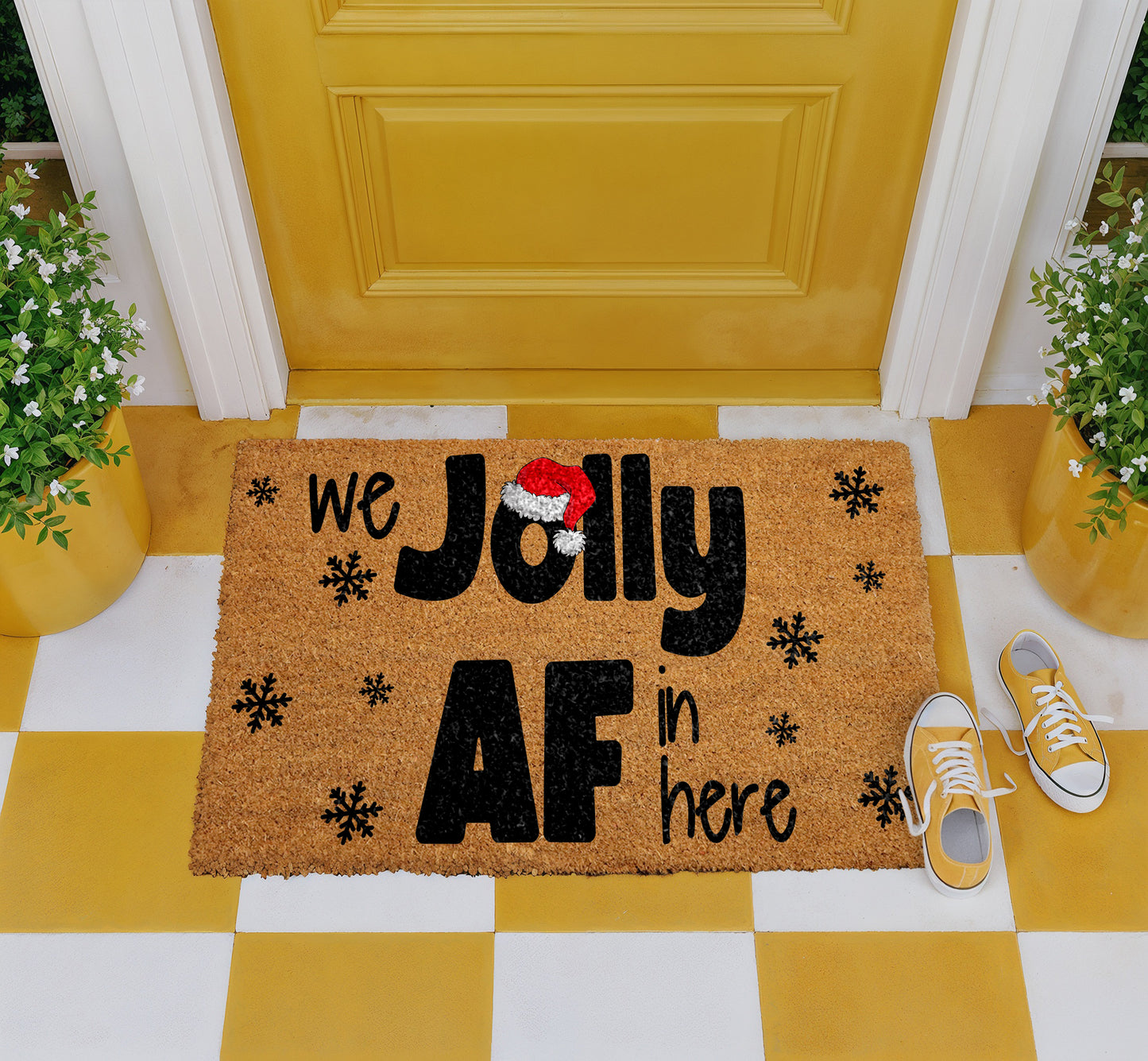 Spread Cheer with Our Jolly AF Christmas Doormat, Funny Decor