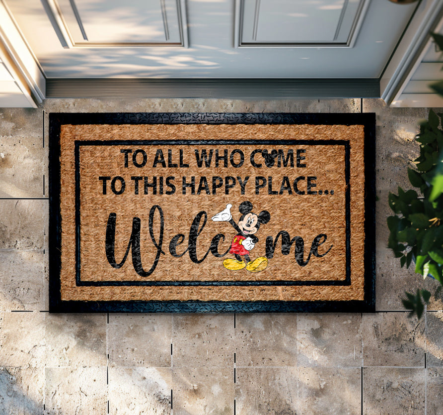 Mickey Doormat: Disney Fan's Happy Place Welcome, New Home Gift