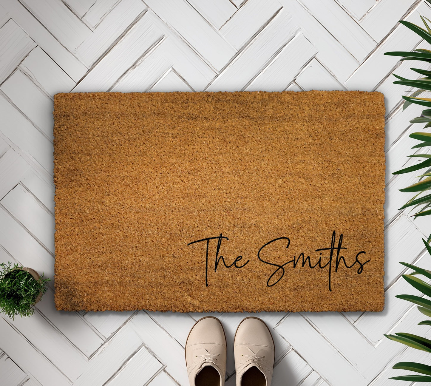 Elegant Custom Last Name Doormat, Minimalist Personalized Welcome Mat