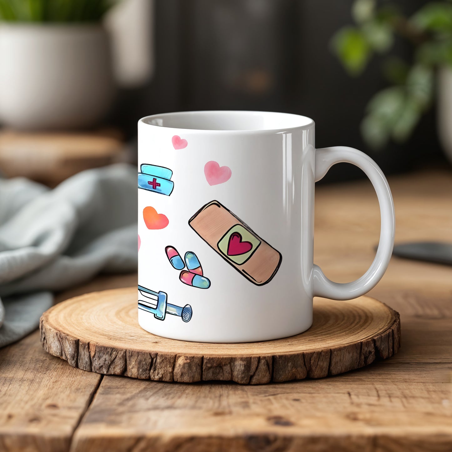 She Works Willingly With Her Hands Mug, Inspirational Nurse Coffee Cup