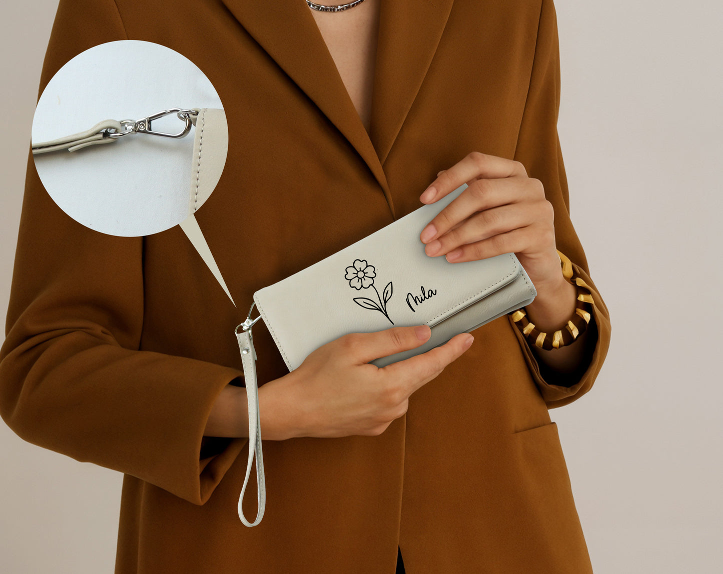 Custom Name Engraved Wallet, Vegan Leather Clutch - Perfect Gift!