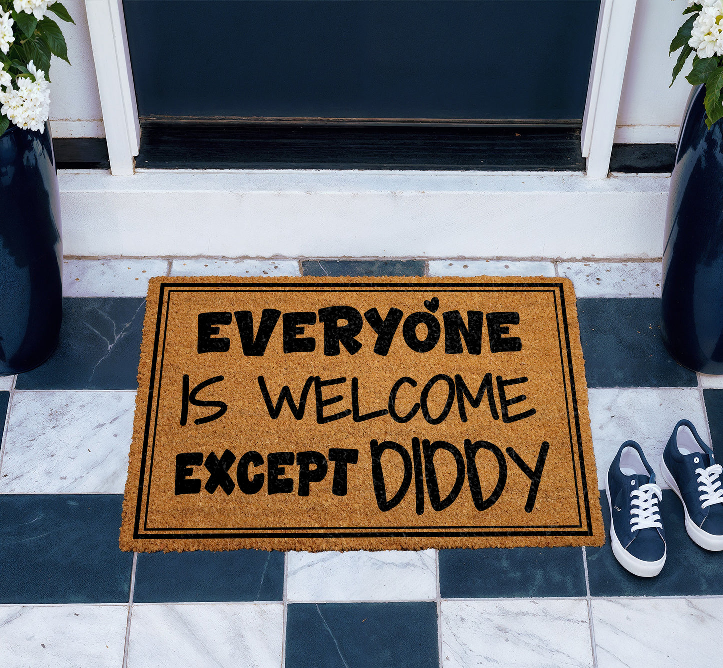 Rapper quote welcome mat, sarcastic housewarming decor for front porch