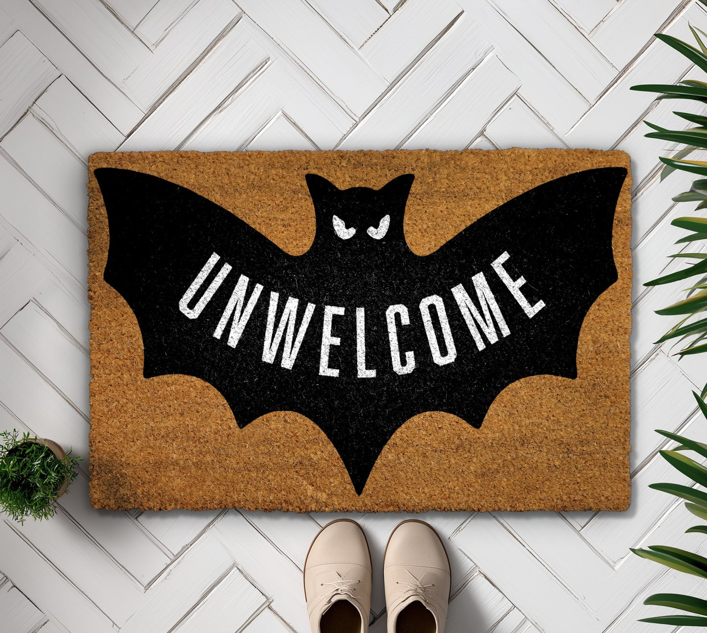 Spooky Bat, Funny Gothic Doormat for Fall Front Door Decor