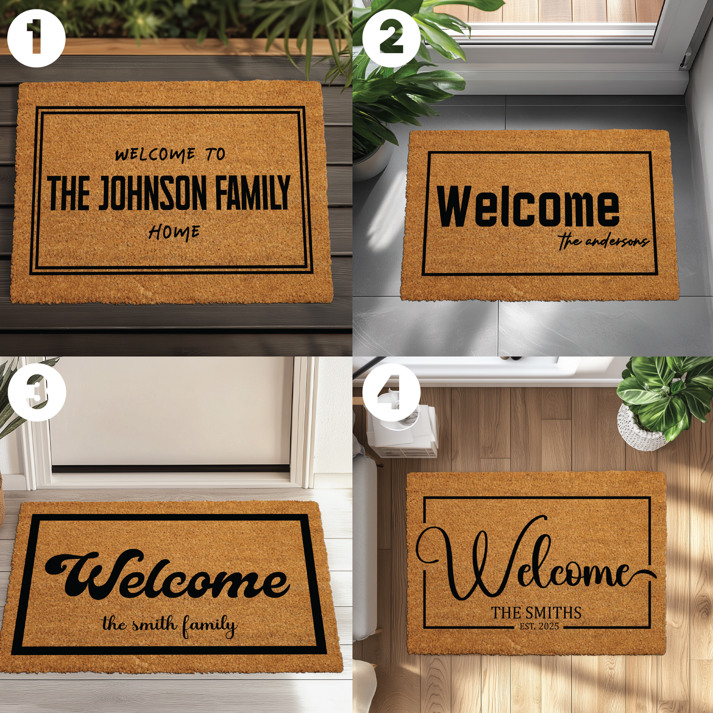 Personalized Family Name Coir Doormat, Perfect Housewarming & Wedding Gift