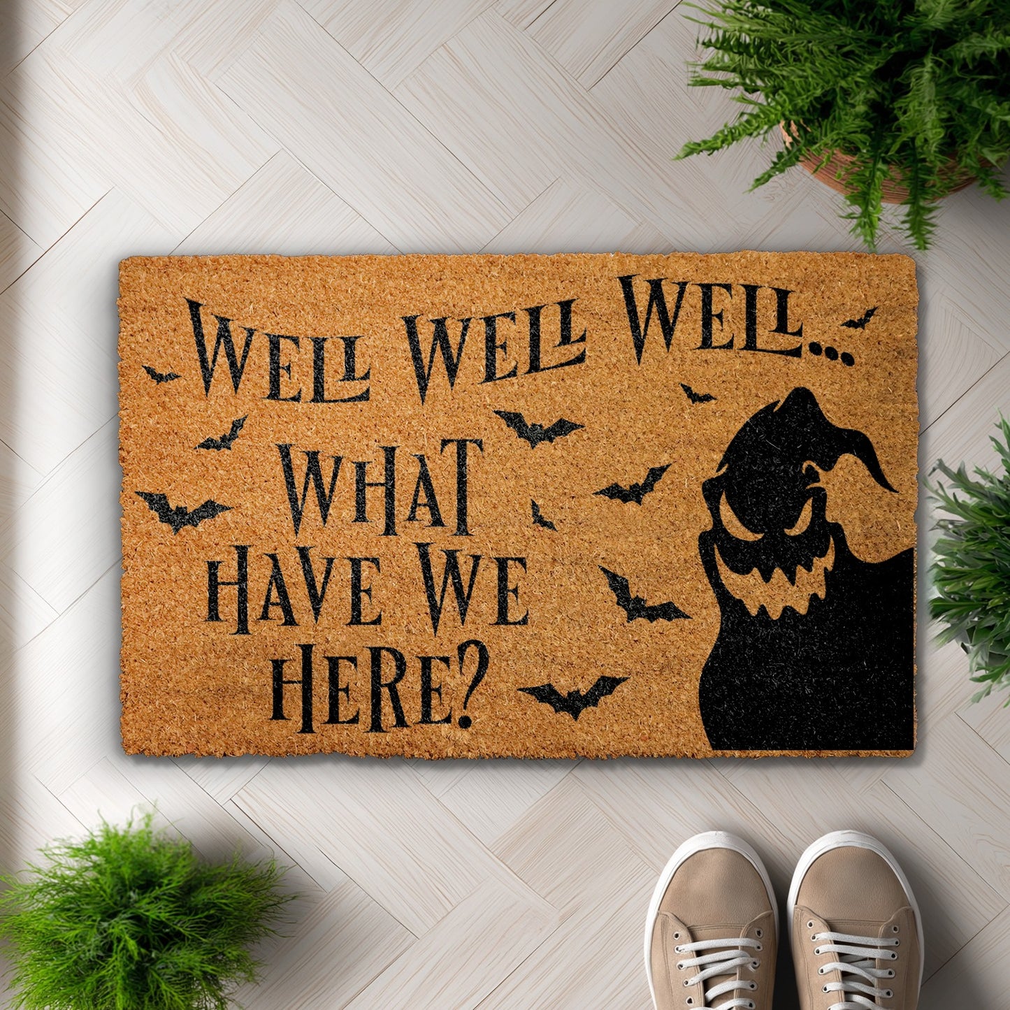 Spooky Bat Porch Rug, Nightmare Inspired Coir Mat for Halloween
