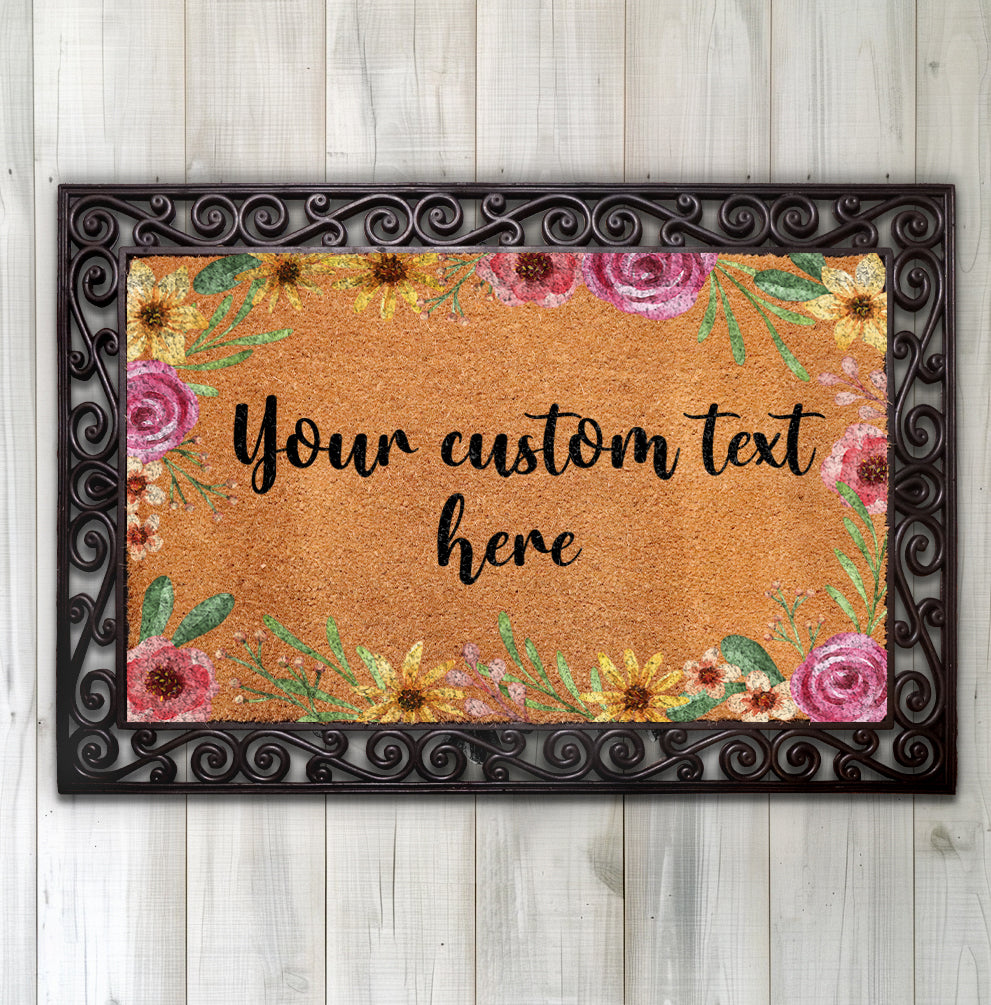 Customize Your Space with Floral Personalized Doormat, Colorful & Cute!