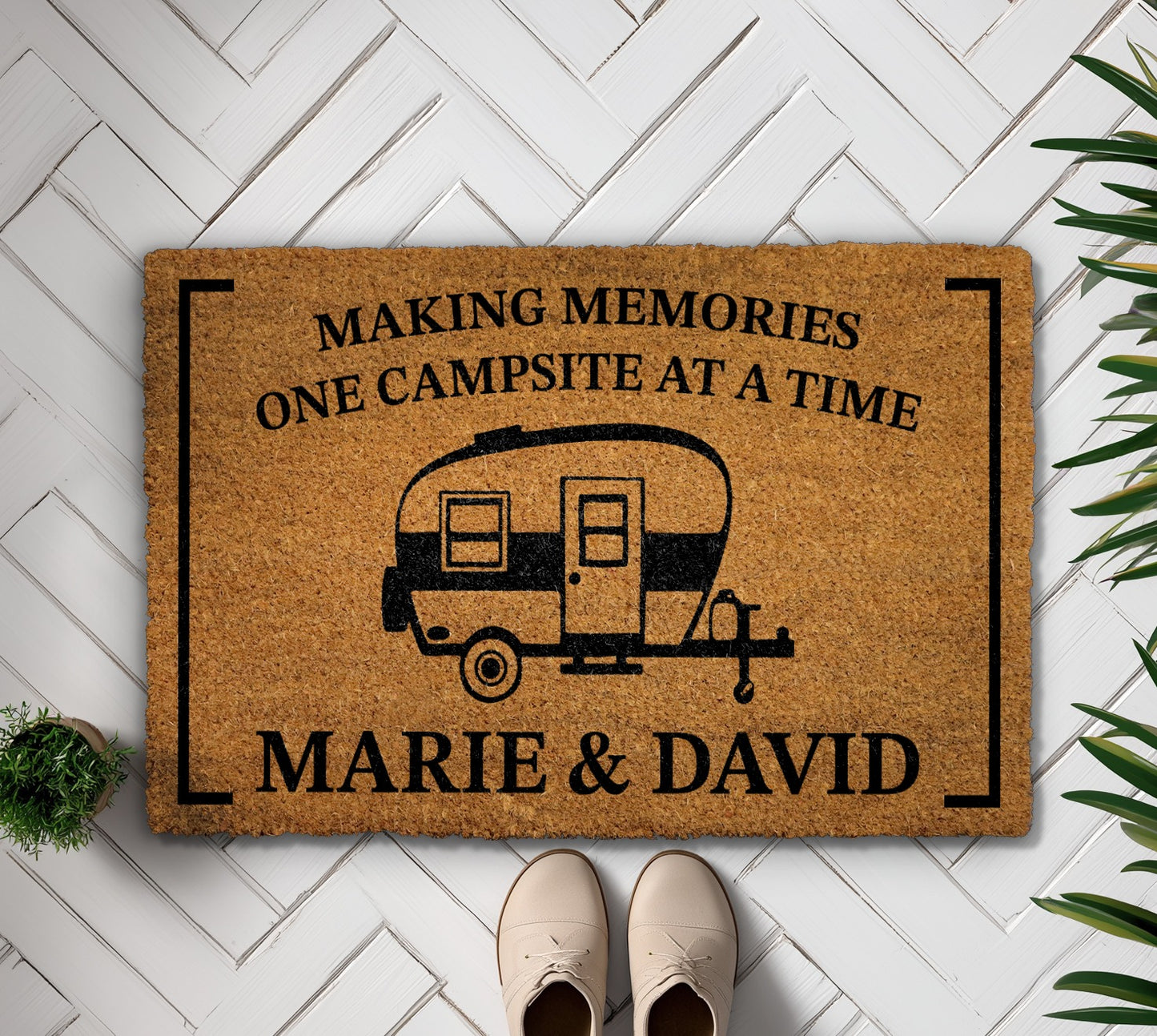 Personalized Couples RV Mat: Making Memories, Camping Family Glamping Decor