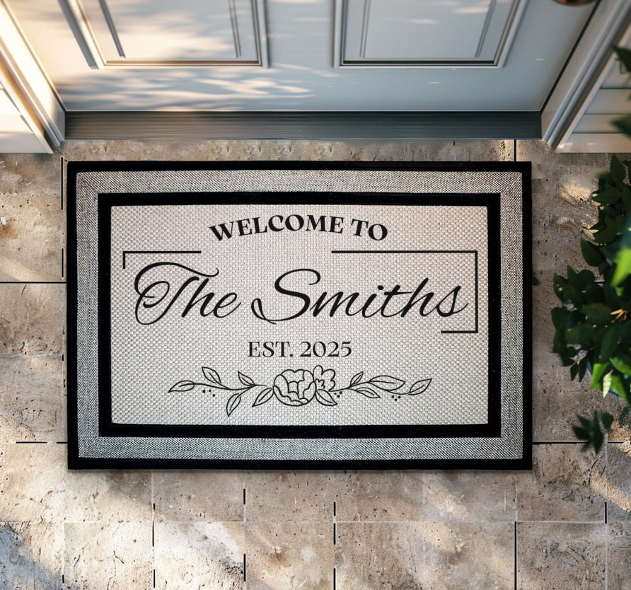 Personalized Family Door Mat, Custom Last Name & Est. Date