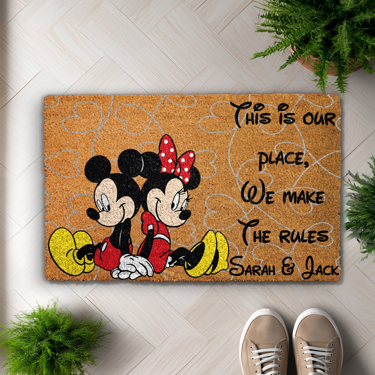 Personalized Disney Doormat, Custom Names, Cute Housewarming Entryway Decor