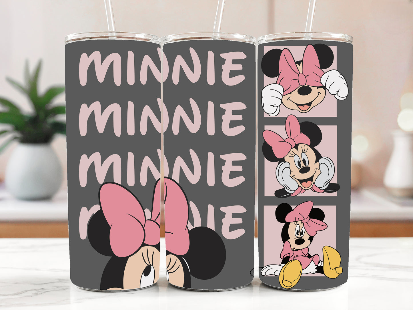 20oz Minnie Mouse Tumbler, Personalized Pink Bow Cup, Cute Gift