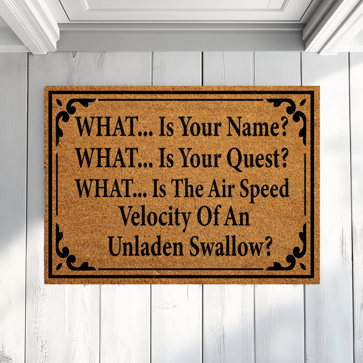 Unique Doormats: Holy Grail, Movie Quote, Swallow Welcome Mat
