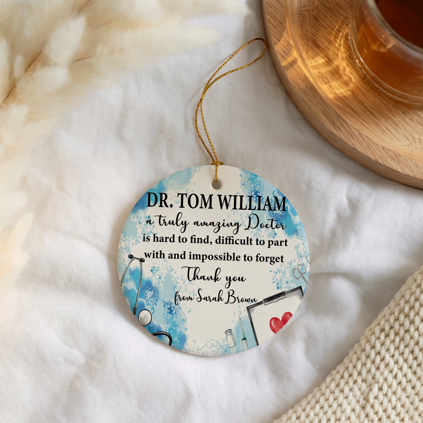 Custom Doctor Appreciation Ceramic Ornament, Unique Surgeon Keepsake Gift