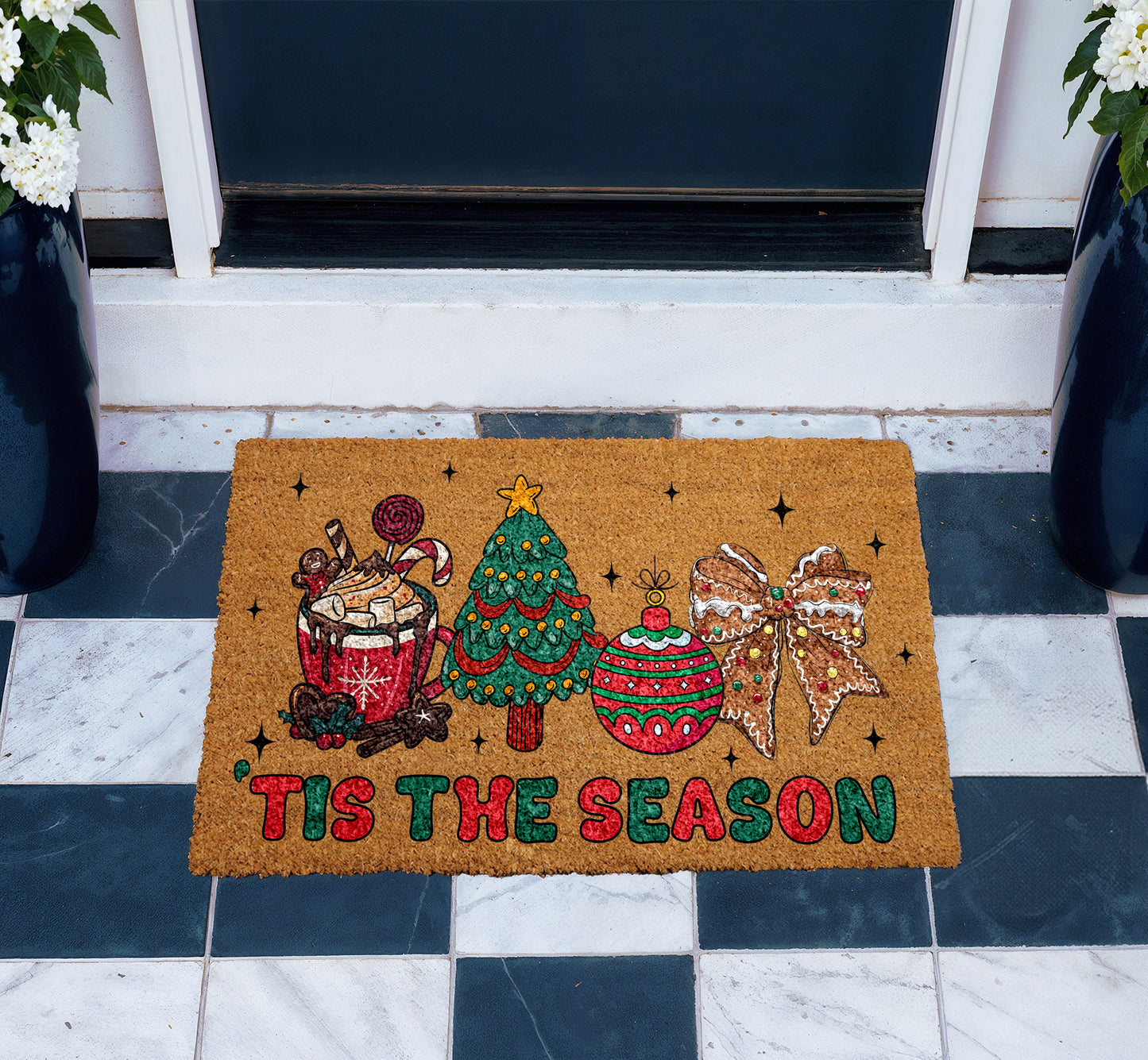 Festive Xmas Doormat, Winter Welcome Mat, Funny Holiday Decor