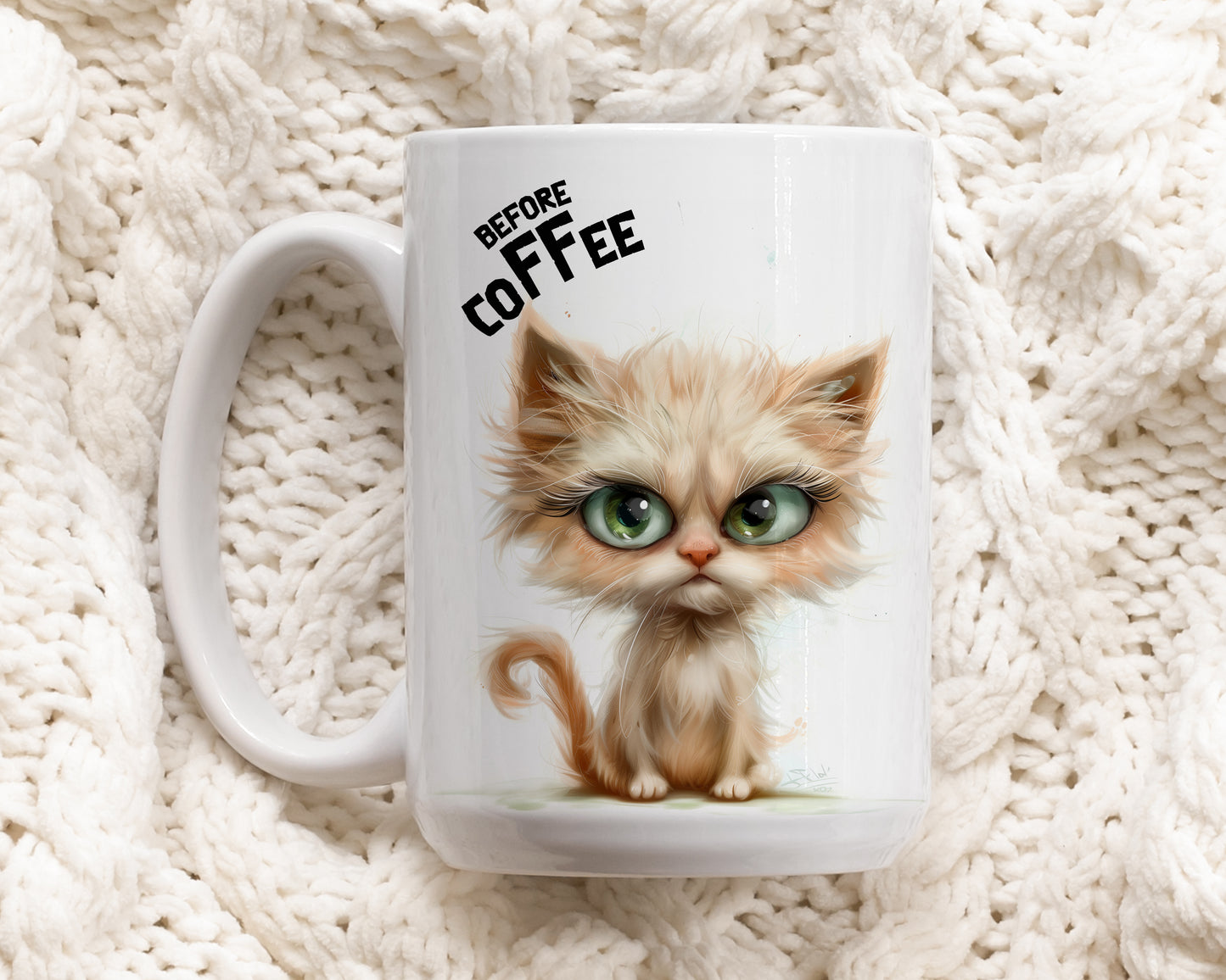 Fully Caffeinated Ceramic Office Mug, Funny Before & After Tea Cup