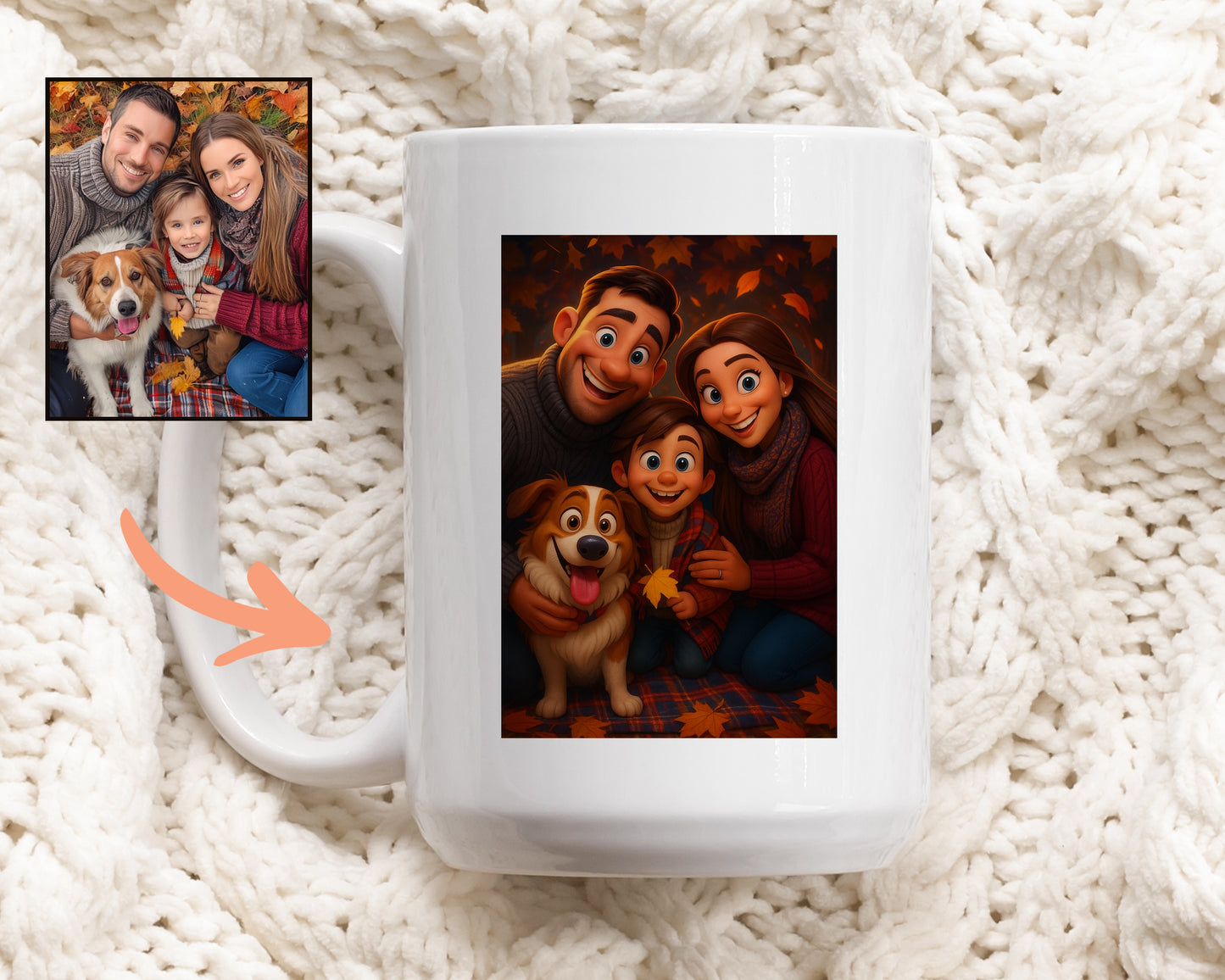 Personalized Cartoon Family Portrait Mug, Ideal Gift for Mom, Dad
