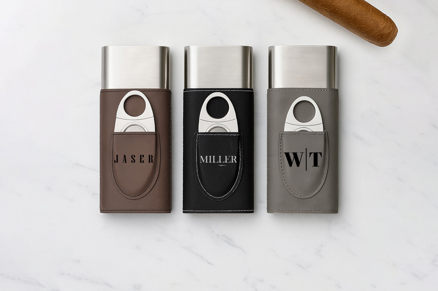 Custom Cigar Case With Cutter, Engraved Gift for Groomsmen
