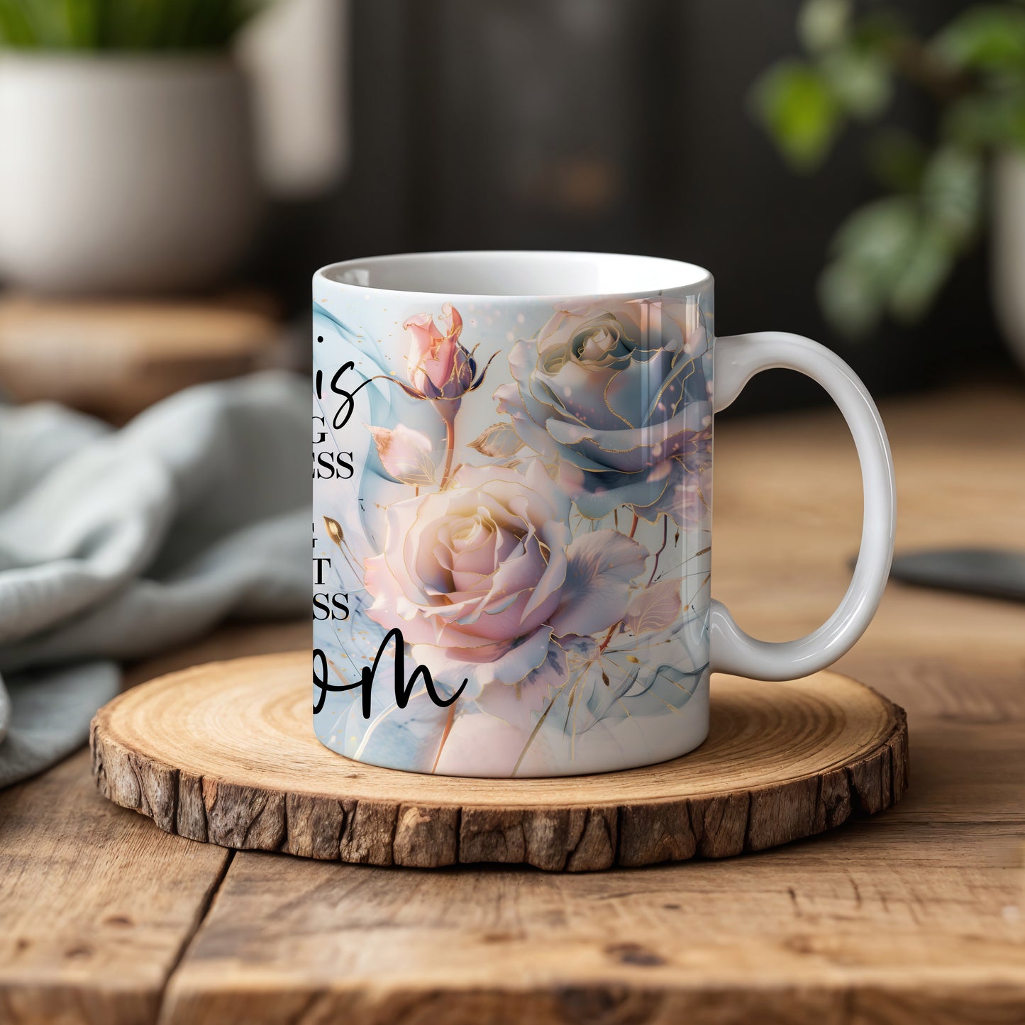 Flower Mom Ceramic Mug, Strong and Selfless Mother's Day Tea Cup