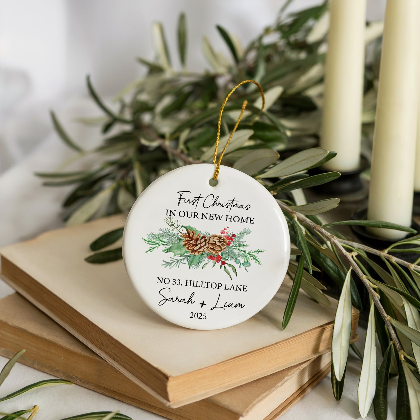 Personalized New Home Ceramic Ornament, Housewarming Keepsake Celebration