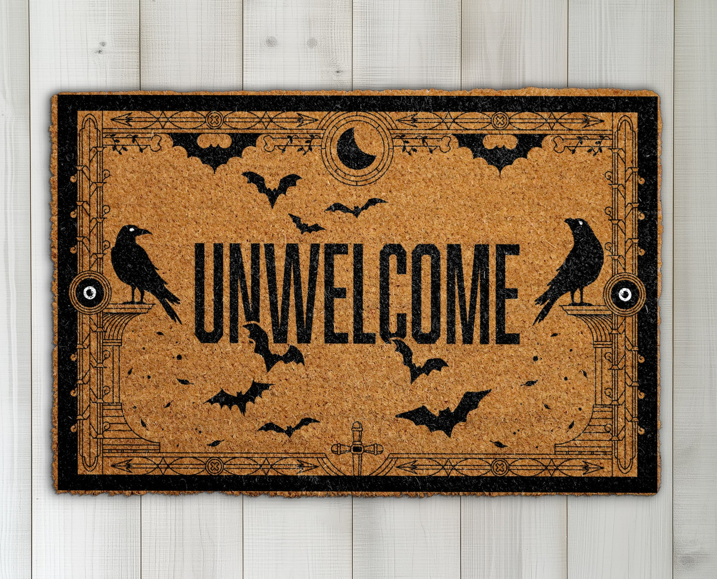 Gothic Halloween Doormat: Ravens, Bats, Witchy Welcome Mat Idealy