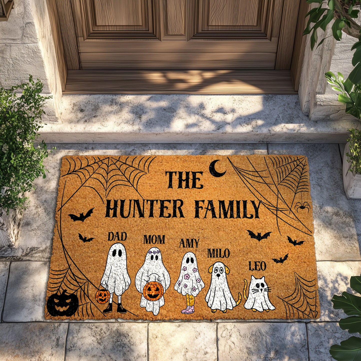 Custom Family Name Welcome Mat, Spooky Halloween Doormat, Fall Decor
