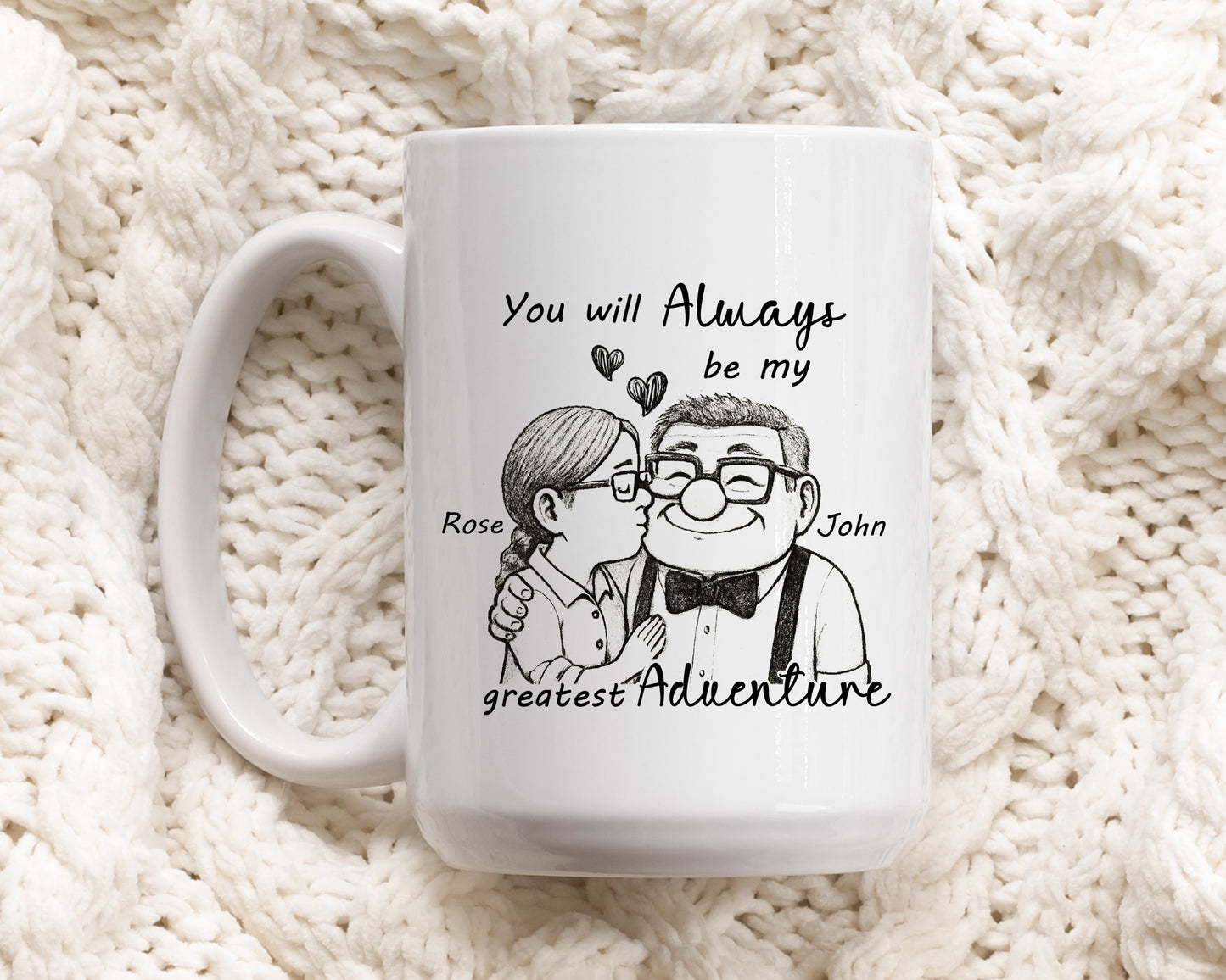 Unique Disney Up Movie Inspired Couples Coffee Mug, Romantic Pottery