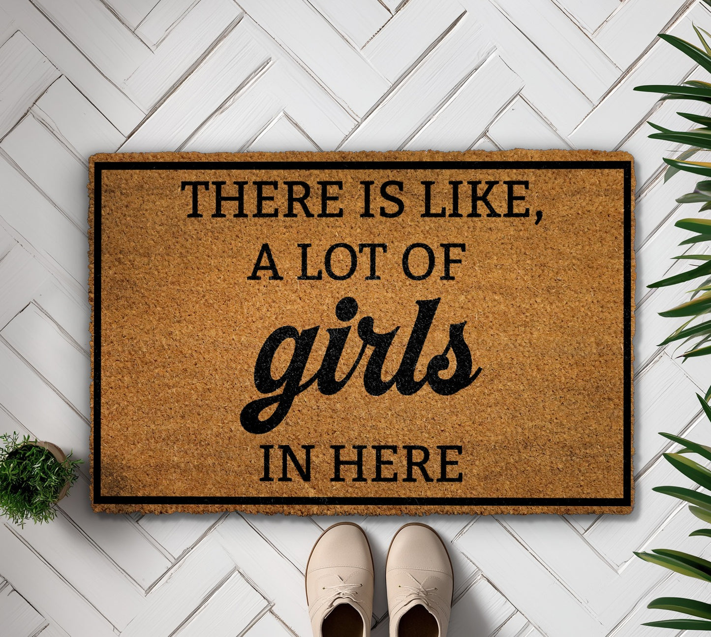 Custom Funny Girls Welcome Mat, Humorous Housewarming Entrance Gift