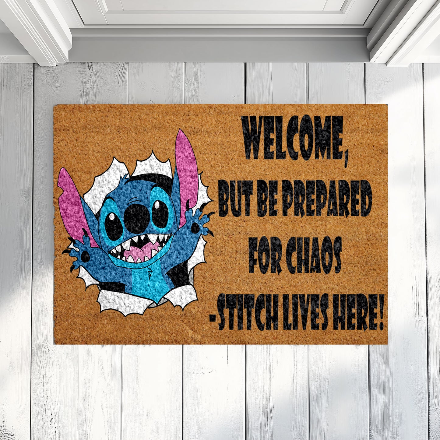 Stitch Lives Here Doormat, Funny Disney Fans Housewarming Decor