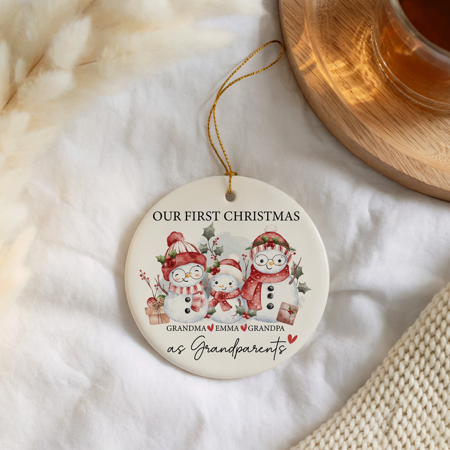 Celebrate First Christmas as Grandparents with Snowmen Family Ornament