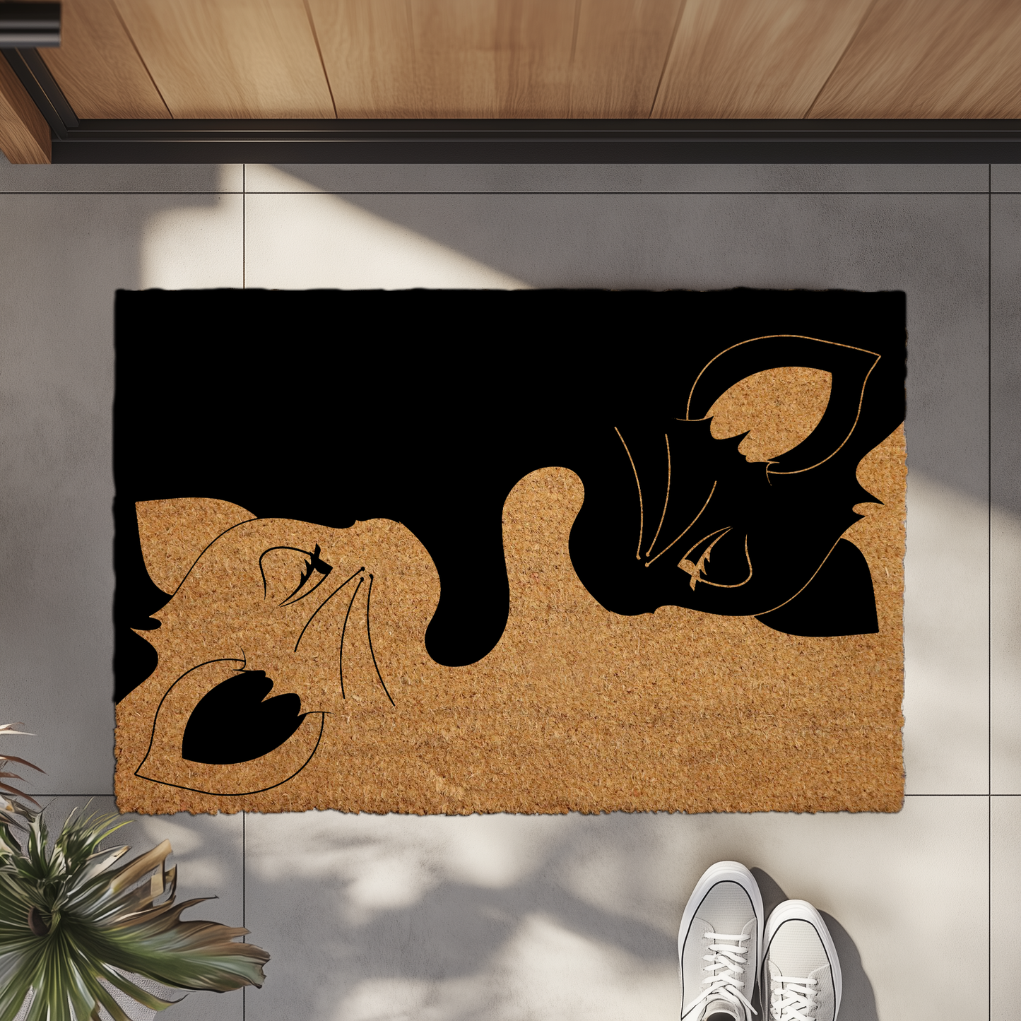 Cat Themed Doormat, Natural Coir Mat: Charming Home Entry Decor