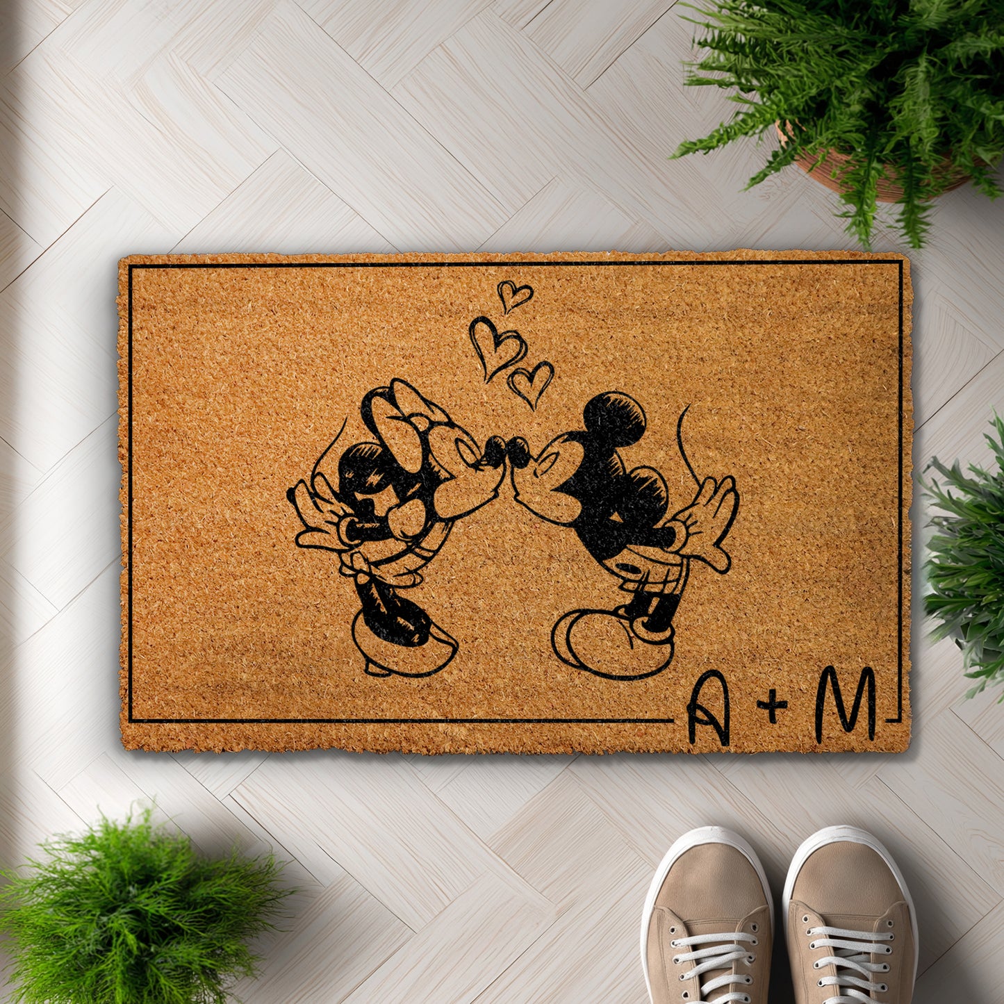 Personalized Disney Initials Doormat, Cute Housewarming Decor, Entry Welcome Mat