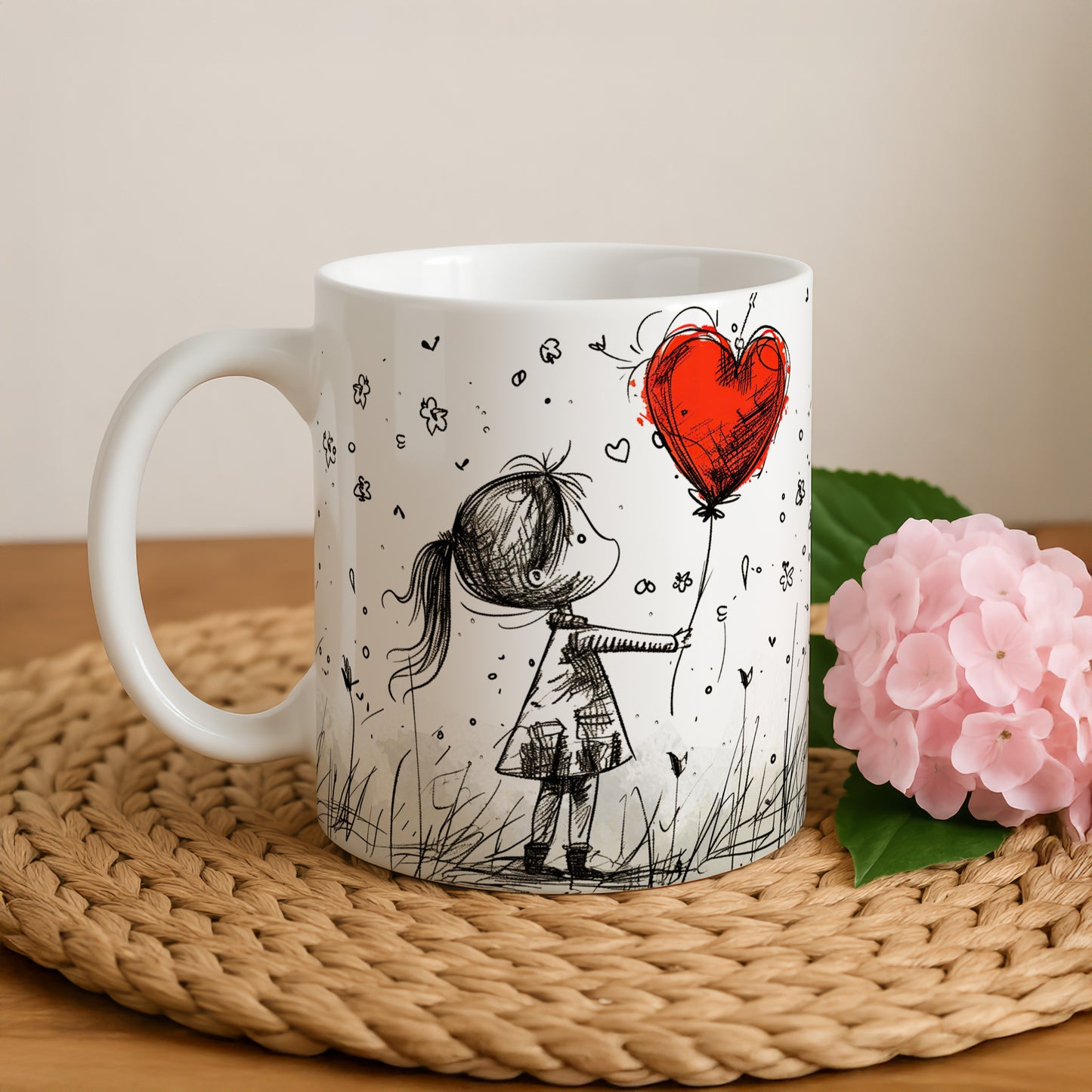 Cherished Mother-Daughter Bond: Heart Balloon Ceramic Tea Cup, Sentimental Gift
