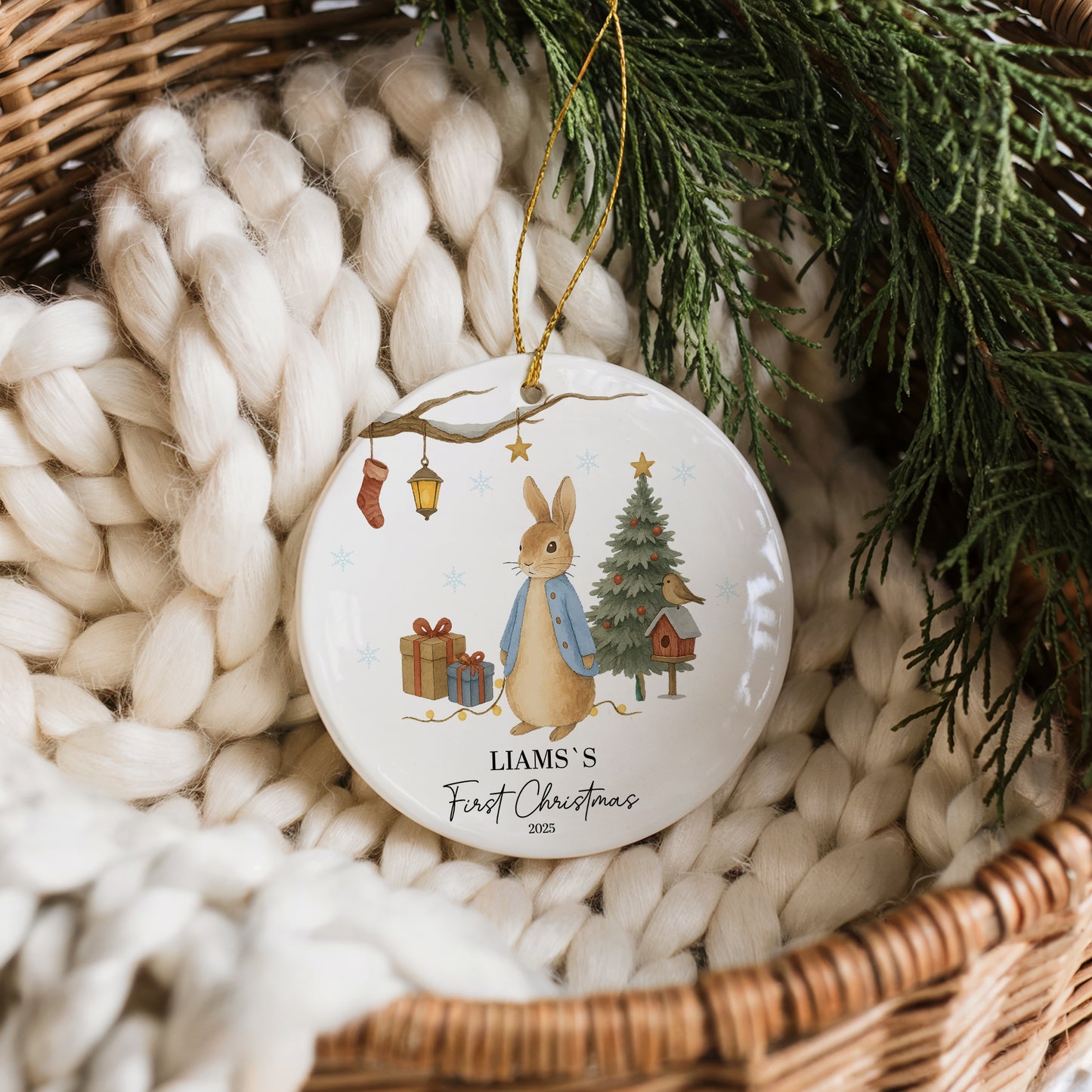 Santa Design Ceramic Ornament, Perfect Keepsake for Winter Baby.