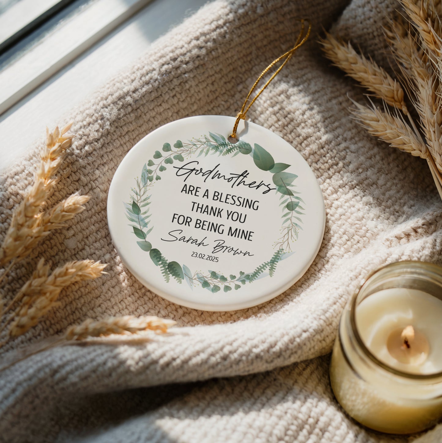 Cherish Godmothers with Keepsake Ceramic Ornament, Christening Celebration Gift