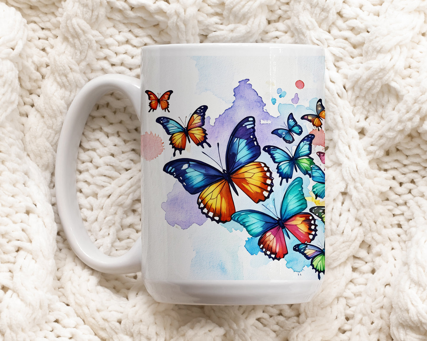 Nature-Inspired Butterfly Ceramic Mug, Garden Lover's Spring Drinkware