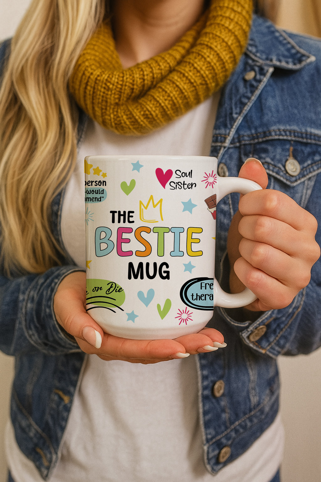 Colorful Bestie & Soul Sister Ceramic Mug, Girls Tea Cup