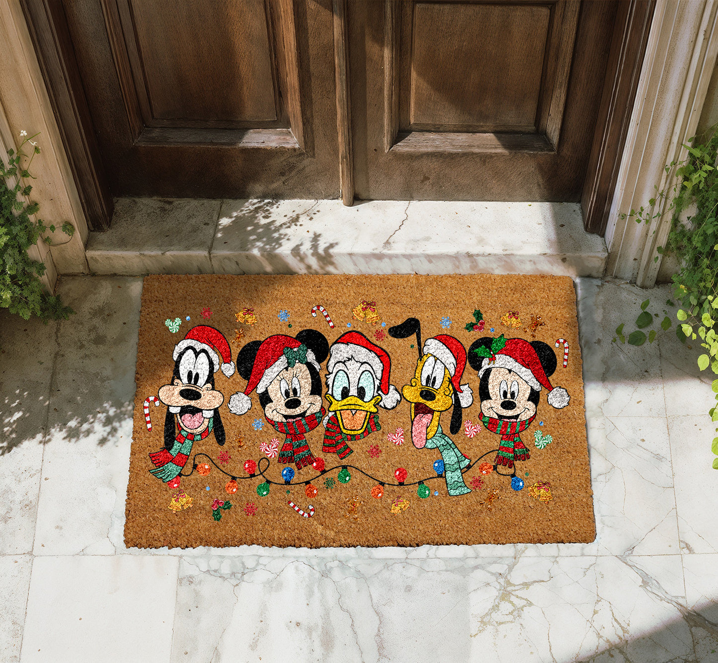 Disney Christmas Doormat, Festive Welcome Mat for Magical Home