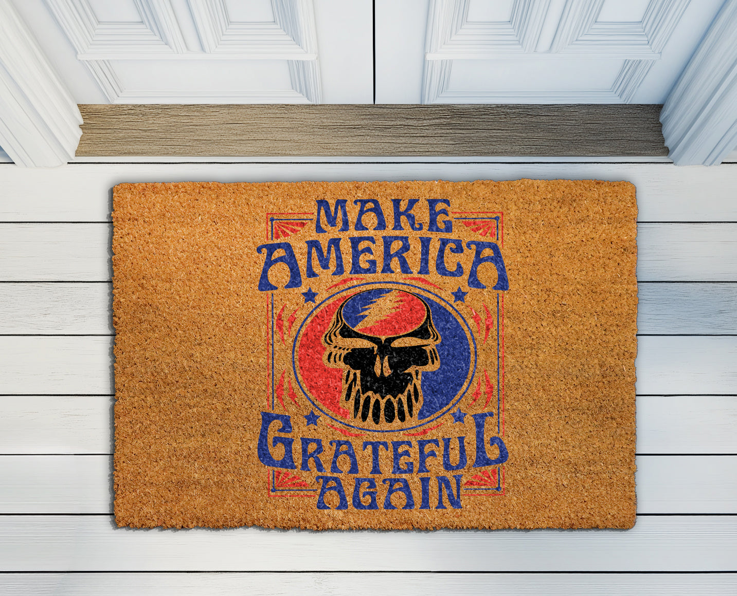 Grateful Stealie Skull, Music Lover Deadhead Coir Door Mat