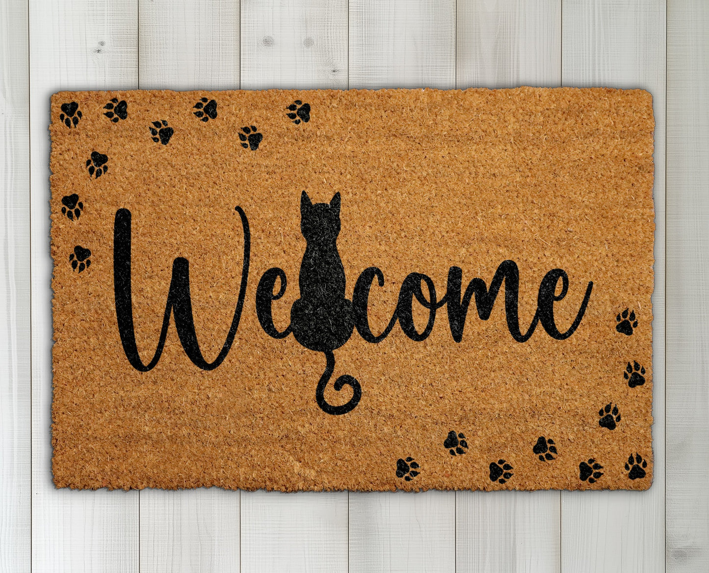 Cat Lover Welcome Mat: Whimsical Kitten Paw Print Doormat